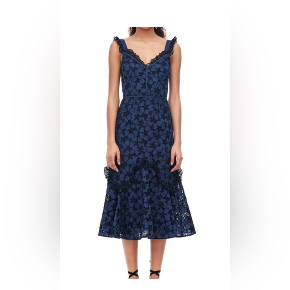 Rebecca Taylor Adrianna Embroidered Eyelet Blueberry Dress